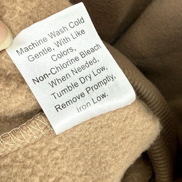 Women’s Hoodie Sweatshirt Brown Kangaroo Pocket Hood Size L - Picture 8 of 16